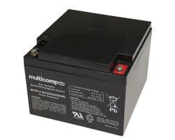 MPUF12-24 - MULTICOMP PRO - MPUF12-24 - Rechargeable Battery, 12 V, Lead Acid, 24 Ah, Bolt, 1