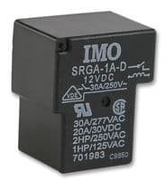 SRGA-1A-SL-12VDC - IMO PRECISION CONTROLS - SRGA-1A-SL-12VDC - General Purpose Relay, SRG Series, Power, Non Latching, SPST-NO, 12 VDC, 30 A