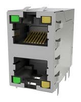 RJE3028814F4 - AMPHENOL COMMUNICATIONS SOLUTIONS - RJE3028814F4 - Modular Connector, RJ45 Jack, 2 x 1 (Stacked), 8P8C, Cat3, Through Hole Mount