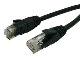 RJE1Y12305152401 - AMPHENOL COMMUNICATIONS SOLUTIONS - RJE1Y12305152401 - Ethernet Cable, Cat5e, RJ45 Plug to RJ45 Plug, UTP (Unshielded Twisted Pair), Black, 305 mm, 1 ft