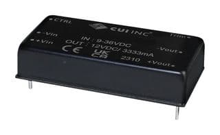 PRC40-24-D12 - CUI - PRC40-24-D12 - Isolated Through Hole DC/DC Converter, ITE, DIP, 4:1, 40 W, 2 Output, 12 VDC