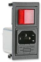 BZV01/A0620/11 - BULGIN / PARTNER STOCK - BZV01/A0620/11 - Filtered IEC Power Entry Module, IEC C14, 6 A, 250 VAC, 2-Pole Switch, 1-Pole Fuse Holder