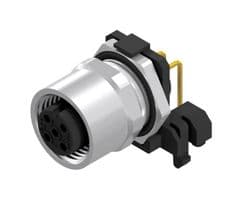 43-01198 - AMPHENOL CONEC - 43-01198 - Sensor Connector, M12, Female, 5 Positions, PCB Socket, Right Angle Panel Mount