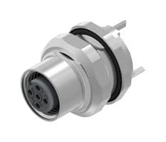 43-01664 - AMPHENOL CONEC - 43-01664 - Sensor Connector, M12, Female, 5 Positions, PCB Socket, Straight Panel Mount