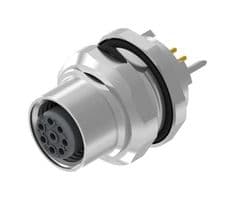 43-01665 - AMPHENOL CONEC - 43-01665 - Sensor Connector, M12, Female, 8 Positions, PCB Socket, Straight Panel Mount