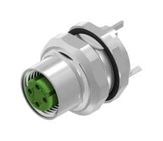 43-01690 - AMPHENOL CONEC - 43-01690 - Sensor Connector, M12, Female, 4 Positions, PCB Socket, Straight Panel Mount