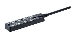 DB8-3A8CAB-SPS7B01 - AMPHENOL LTW - DB8-3A8CAB-SPS7B01 - Sensor Distribution Box, Black, 1m Cable, M8 Connector - 3 Pole, 8 Ports, M Series, IP67