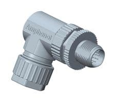 M12A-05BMMA-SR7001 - AMPHENOL LTW - M12A-05BMMA-SR7001 - Sensor Connector, M Series, M12, Male, 5 Positions, Solder Pin, Right Angle Cable Mount