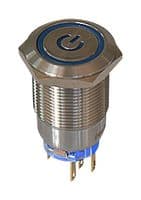 MPPK-19M13FQU4SS-ANTN - MULTICOMP PRO - MPPK-19M13FQU4SS-ANTN - Vandal Resistant Switch, 24VDC LED, 19 mm, SPDT, Momentary, Round Flat, Natural
