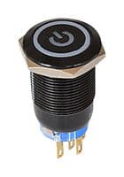 MPPK-19M13FQW4AS-ABTN - MULTICOMP PRO - MPPK-19M13FQW4AS-ABTN - Vandal Resistant Switch, 24VDC LED, 19 mm, SPDT, Momentary, Round Flat, Natural