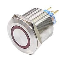 MPPK-25Z21FER4SS-ANRN - MULTICOMP PRO - MPPK-25Z21FER4SS-ANRN - Vandal Resistant Switch, Ring Illumination, 25 mm, DPST-NO, Maintained, Round Flat, Natural