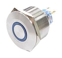 MPPK-28Z21FEU4SS-ANUN - MULTICOMP PRO - MPPK-28Z21FEU4SS-ANUN - Vandal Resistant Switch, Ring Illumination, 28 mm, DPST-NO, Maintained, Round Flat, Natural