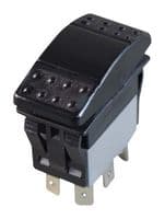 MPX5-264ANN-NABA-1NN-S - MULTICOMP PRO - MPX5-264ANN-NABA-1NN-S - Rocker Switch, IP67, (On)-Off-(On), DPDT, Non Illuminated, Panel, Snap-In, Black