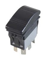 MPX5-264CNN-NABB-1NN-S - MULTICOMP PRO - MPX5-264CNN-NABB-1NN-S - Rocker Switch, IP67, (On)-Off-(On), DPDT, Non Illuminated, Panel, Snap-In, Black