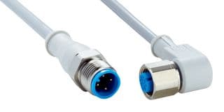 DSL-1204-B02MNI - SICK - DSL-1204-B02MNI - Sensor Cable, Grey, 90° M12 Receptacle, M12 Plug, 4 Positions, 2 m, 6.6 ft