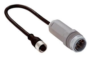 DSL-6187GM25034KM1 - SICK - DSL-6187GM25034KM1 - Sensor Cable, 5Pos/7Pos, Black, M12 Receptacle, M26 Plug, 250 mm, 9.9 "