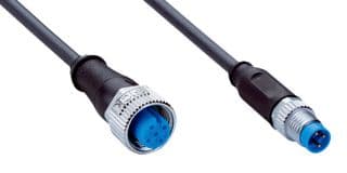 YF2A13-010UA1M8U13 - SICK - YF2A13-010UA1M8U13 - Sensor Cable, A Coded, Black, M12 Receptacle, M8 Plug, 3 Positions, 1 m, 3.3 ft