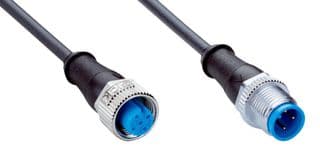YF2A13-010UB1M2A13 - SICK - YF2A13-010UB1M2A13 - Sensor Cable, A Coded, Black, M12 Receptacle, M12 Plug, 3 Positions, 1 m, 3.3 ft