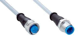 YF2A13-010VB1M2A13 - SICK - YF2A13-010VB1M2A13 - Sensor Cable, A Coded, Grey, M12 Receptacle, M12 Plug, 3 Positions, 1 m, 3.3 ft