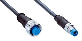 YF2A14-020UA3M8U14 - SICK - YF2A14-020UA3M8U14 - Sensor Cable, A Coded, Black, M12 Receptacle, M8 Plug, 4 Positions, 2 m, 6.6 ft