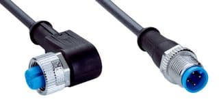 YG2A14-010UB3M2A14 - SICK - YG2A14-010UB3M2A14 - Sensor Cable, A Coded, Black, 90° M12 Receptacle, M12 Plug, 4 Positions, 1 m, 3.3 ft