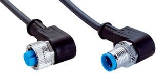 YG2A14-020UB3N2A14 - SICK - YG2A14-020UB3N2A14 - Sensor Cable, A Coded, Black, 90° M12 Receptacle, 90° M12 Plug, 4 Positions, 2 m, 6.6 ft