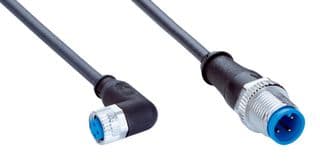 YG8U13-010UA1M2A13 - SICK - YG8U13-010UA1M2A13 - Sensor Cable, A Coded, Black, 90° M8 Receptacle, M12 Plug, 3 Positions, 1 m, 3.3 ft