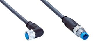 YG8U13-010UA1M8U13 - SICK - YG8U13-010UA1M8U13 - Sensor Cable, A Coded, Black, 90° M8 Receptacle, M8 Plug, 3 Positions, 1 m, 3.3 ft