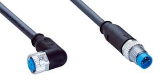 YG8U14-010UA1M8U13 - SICK - YG8U14-010UA1M8U13 - Sensor Cable, 4Pos/3Pos, A Coded, Black, 90° M8 Receptacle, M8 Plug, 1 m, 3.3 ft