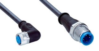 YG8U14-020UA3M2A14 - SICK - YG8U14-020UA3M2A14 - Sensor Cable, A Coded, Black, 90° M8 Receptacle, M12 Plug, 4 Positions, 2 m, 6.6 ft
