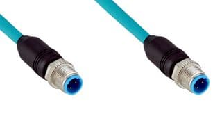 YM2D24-010EF4M2D24 - SICK - YM2D24-010EF4M2D24 - Sensor Cable, D Coded, Turquoise, M12 Plug, M12 Plug, 4 Positions, 1 m, 3.3 ft