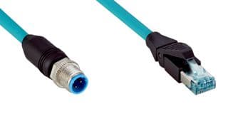 YM2D24-010EF4MRJA4 - SICK - YM2D24-010EF4MRJA4 - Sensor Cable, D Coded, Turquoise, M12 Plug, RJ45 Plug, 4 Positions, 1 m, 3.3 ft