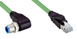YN2D24-020PN1MRJA4 - SICK - YN2D24-020PN1MRJA4 - Sensor Cable, D Coded, Green, 90° M12 Plug, RJ45 Plug, 4 Positions, 2 m, 6.6 ft