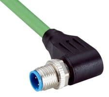 YN2D24-050PN1XLEAX - SICK - YN2D24-050PN1XLEAX - Sensor Cable, D Coded, Green, 90° M12 Plug, Free End, 4 Positions, 5 m, 16.4 ft
