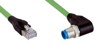 YN2X18-050EG1MRJA8 - SICK - YN2X18-050EG1MRJA8 - Sensor Cable, X Coded, Green, 90° M12 Plug, RJ45 Plug, 8 Positions, 5 m, 16.4 ft