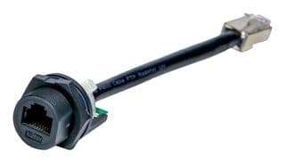 RCM-5SAMMM-SLM7B01 - AMPHENOL LTW - RCM-5SAMMM-SLM7B01 - Ethernet Cable, Cat5e, RJ45 Plug to Free End, FTP (Foiled Twisted Pair), Black, 1 m, 3.3 ft