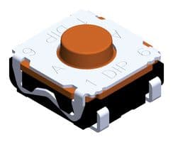MPT6WJ4RGQR - MULTICOMP PRO - MPT6WJ4RGQR - Tactile Switch, SPST-NO, Red, Top Actuated, Surface Mount, Round Button, 200 gf, 50mA at 32VDC