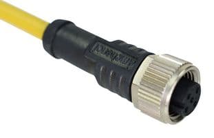 M12A-05BFFM-SL8A01 - AMPHENOL LTW - M12A-05BFFM-SL8A01 - Sensor Cable, M12 Receptacle, Free End, 5 Positions, 1 m, 3.3 ft, M Series