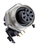 MSAS-08PFFR-SF7003 - AMPHENOL LTW - MSAS-08PFFR-SF7003 - Sensor Connector, M Series, M12, Female, 8 Positions, PCB Socket, Right Angle Panel Mount