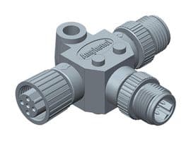 SS-040404-MFM-TS001 - AMPHENOL LTW - SS-040404-MFM-TS001 - Sensor Splitter, T - Style, Cable Mount, 4 Position M12 Plug, 4 Position M12 Receptacle, Plug