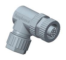 MSAS-12BFFA-SR7001 - AMPHENOL LTW - MSAS-12BFFA-SR7001 - Sensor Connector, M Series, M12, Female, 12 Positions, Solder Socket, Right Angle Cable Mount