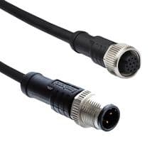 M12A05ML-12AFL-SB001 - AMPHENOL LTW - M12A05ML-12AFL-SB001 - Sensor Cable, A Code, Black, M12 Plug, M12 Receptacle, 5 Positions, 1 m, 3.3 ft, M Series