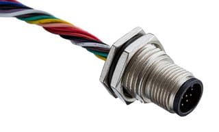 M12A-08PMMS-SF8002 - AMPHENOL LTW - M12A-08PMMS-SF8002 - Sensor Connector, M Series, M12, Male, 8 Positions, Solder Pin, Straight Panel Mount