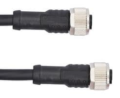 M12A08FL-12AFL-SBA05 - AMPHENOL LTW - M12A08FL-12AFL-SBA05 - Sensor Cable, A Code, Black, M12 Receptacle, M12 Receptacle, 8 Positions, 500 mm, 19.6 ", M Series