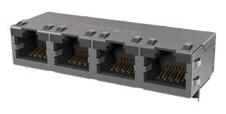 RJE584885101 - AMPHENOL COMMUNICATIONS SOLUTIONS - RJE584885101 - Modular Connector, RJ45 Jack, 1 x 4 (Ganged), 8P8C, Cat5e, IP20, Through Hole Mount