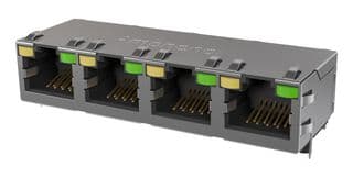 RJE584885411 - AMPHENOL COMMUNICATIONS SOLUTIONS - RJE584885411 - Modular Connector, Green/Yellow LED, RJ45 Jack, 1 x 4 (Ganged), 8P8C, Cat5e, IP20