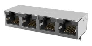 RJE584886101 - AMPHENOL COMMUNICATIONS SOLUTIONS - RJE584886101 - Modular Connector, RJ45 Jack, 1 x 4 (Ganged), 8P8C, Cat5e, IP20, Through Hole Mount