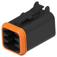 DT06-6S-P012 - DEUTSCH - TE CONNECTIVITY - DT06-6S-P012 - Automotive Connector Housing, Black, DEUTSCH DT Series, Plug, 6 Ways
