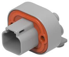 DT13-2P - DEUTSCH - TE CONNECTIVITY - DT13-2P - Automotive Connector, DT13 Series, Right Angle Header, 2 Contacts, Solder Pin, Plastic Body