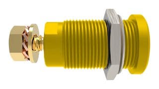 99023254 - SCHUTZINGER - 99023254 - Banana Test Connector, 4mm Dia, Jack, Panel Mount, 32 A, 1 kV, Gold Plated Contacts, Yellow